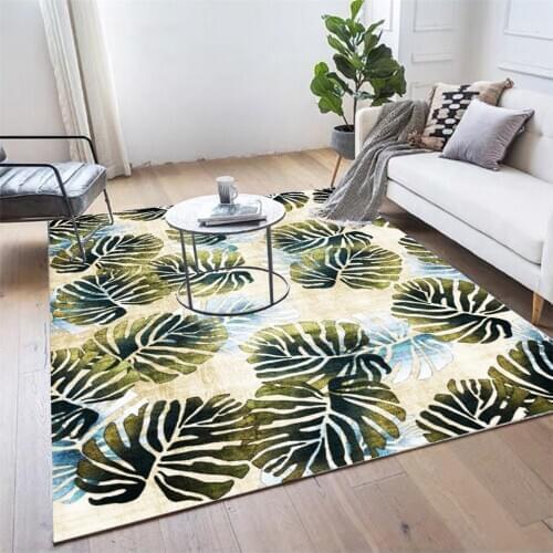 Green Leaf Rug For Bedroom Tropical Plant Printed Doormat For The Door Non-slip Mat In The Kitchen On The Floor Carpet Sofa