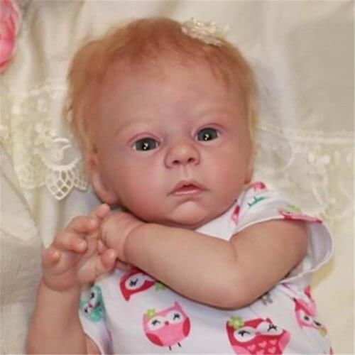 18 inch 46 CM Reborn Doll For Girl Harlow Series Brown White Skin Hair Blue Eyes Skirt Christmas Gift Kids