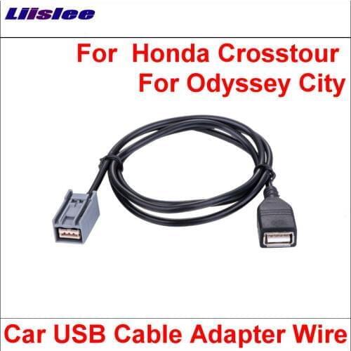 Liislee Original Plugs To USB Adapter Connector For Honda Crosstour For Odyssey City Car CD Radio Audio Media Cable Wire