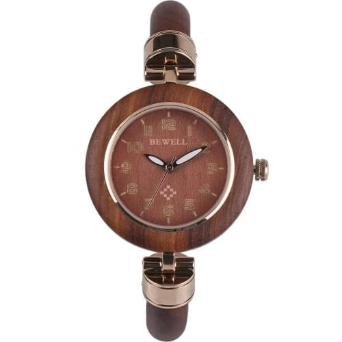 Fastion Ladies Stainless Steel and Wood Wooden Bracelet Watches