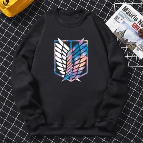 Casual Long Sleeve Mens Clothing Tops Attack on Titan Print Hoodies Wings of Freedom Graphic Autumn Spring New Arrival Hoody