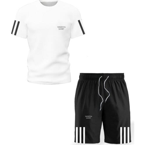 Mens T Shirt And Short Set Male Summer Casual Short Sleeve Pants Suits New Sports Running Set Streetwear Solid color Tshirts