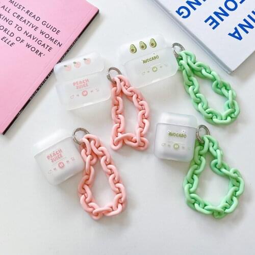 Cute Fruits Cartoon Peach Avocedo Soft Earphone Case For Apple airpods 2 1 Pro Bluetooth Earphone Cases Heart Bracelet Keychain