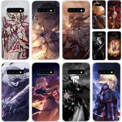 Soft Silicone Case For Samsung Galaxy S21 S20 Uitra S10 S9 S8 Plus Lite Ultra S20fe S10e S7Edge black saber fate stay night