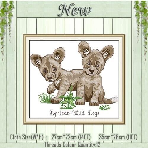 African wild dog animal cartoon decor painting Counted print on canvas DMC 14CT 11CT Cross Stitch Needlework kits Embroidery Set