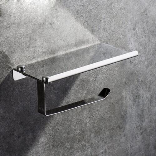 Wall Mounted Toilet Paper Holder Stainless Steel Tissue Holder Mobile Phone Bathroom Paper Roll Rack Wall Mount bathroom Product