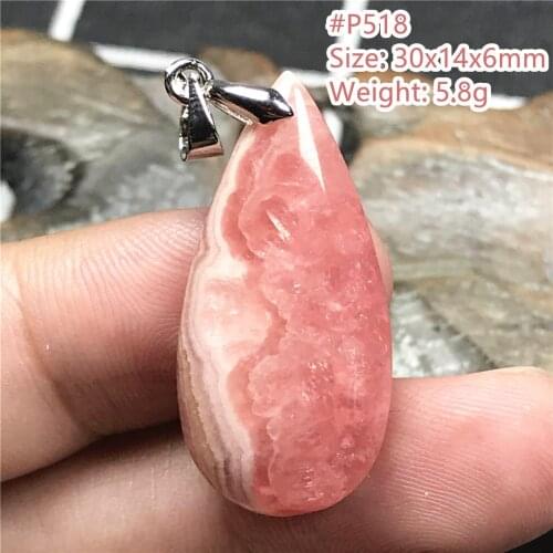 Necklace Pendant Natural Red Rhodochrosite Jewelry For Woman Man Crystal 34x17x7mm Water Drop Beads Silver Argentina Stone AAAAA