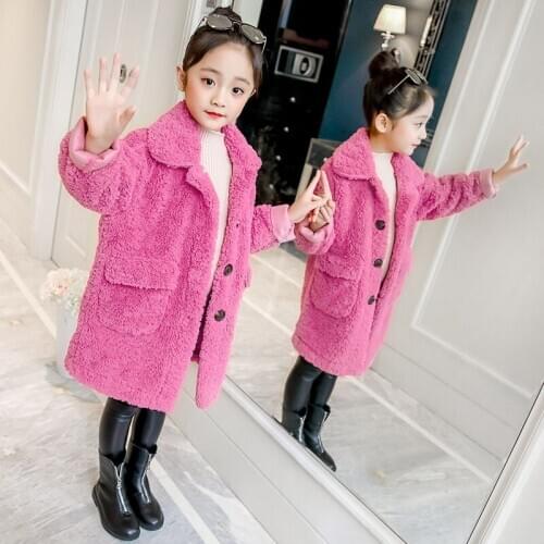 2021 new baby girl boy kids winter Cashmere fake fur coat fashion children down clothes outfit