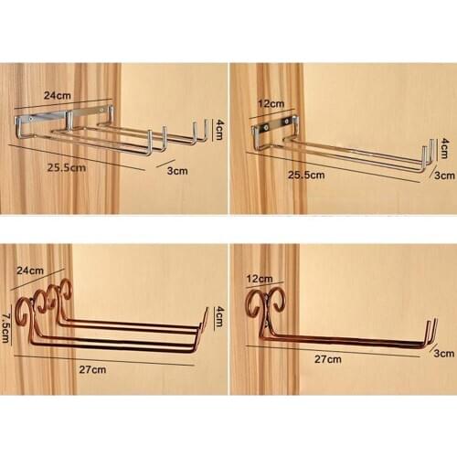 Hanging Metal Wine Cup Rack Silver/Gold Bar Single/Double Rack Wine Stemware Glass Bottle Goblet Inverted Holder