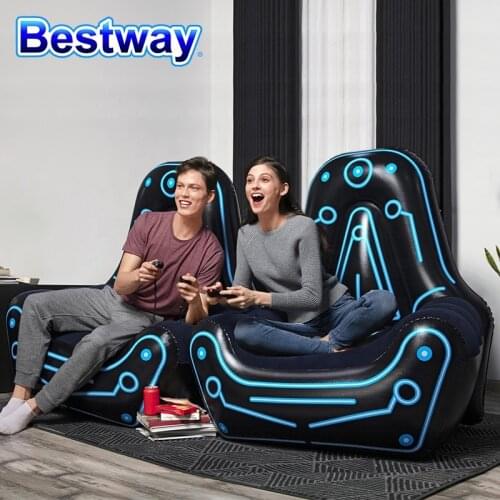 Bestway 75077 Portable Inflatable Sofa for Gamer Mainfram Inflatable Chair for Ultimate Lounging with Oversized Arm and Backrest