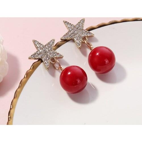 Factory Sales YaYi Jewelry Red Crystal Rhinestone Dangle Womens Fashion Silver Color Gem Long Hook Stud Tassel Earrings