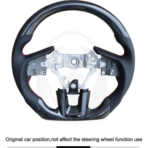 QHCP Steering Wheel Carbon Fiber Cowhide Leather Plush Auto Accessories Special For Subaru Forester Outback Legacy XV 2009-2018