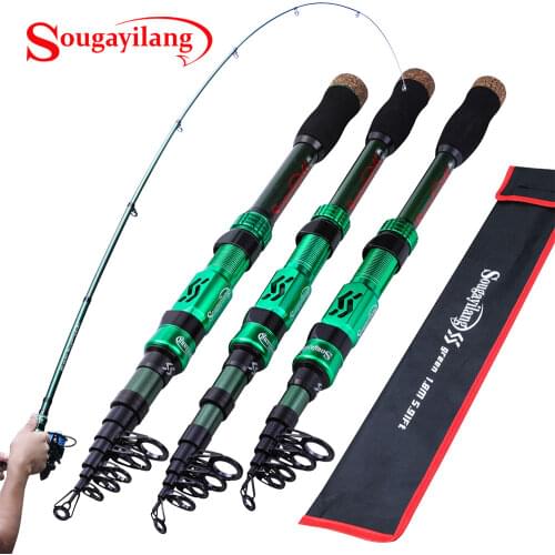 Sougayilang 1.8m/2.1m/2.4m/2.7m/3.0m High Quality Telescopic Travel Fishing Pole Carbon Fiber Material Fishing Rod Eva Handle
