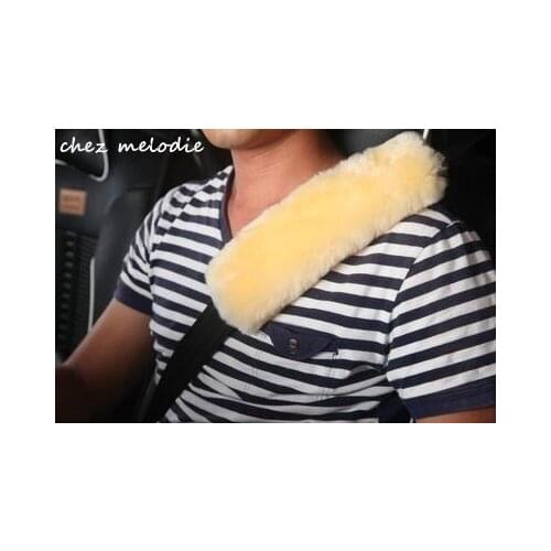 Light colors 2cm thickness GREEN DYE Australian Natural pure sheepskin wool fur shoulder pad seat safety belt cover