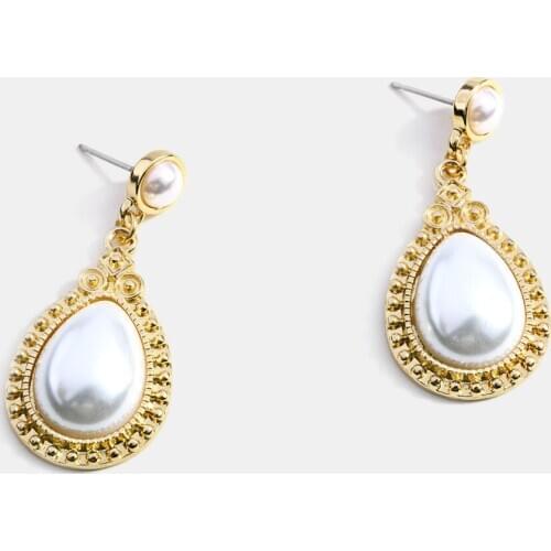 Western style Earrings Fashion White Pearl Long Chain Earrings Simple Tassel Temperament Earrings for Women Party Jewelry