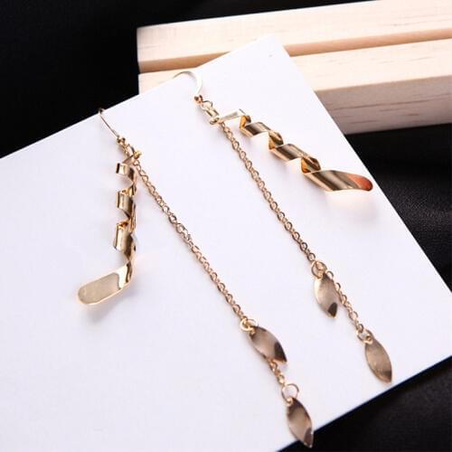Hot Delicate Brincos Pendientes For Women Spiral Bending Tassel Long Earrings Simple Spiral Gold Color Fashion Earrings Jewelry