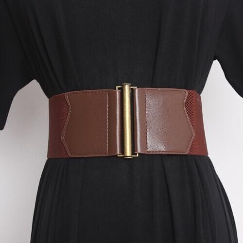 Womens runway fashion PU leather elastic Cummerbunds female vintage Dress Corsets Waistband Belts decoration wide belt R3338