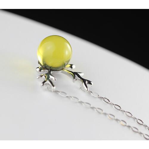 Natural Pure Mexico Amber Necklace Vintage Handmade 925 Sterling Silver Necklace For Women High Quality & Hot sale Freeshipping