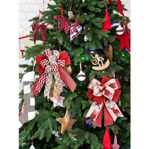 Gold Sparkling Glitter Christmas Ribbon Bow Christmas Tree Decoration Handmade Christmas Bow Tie party Ornament