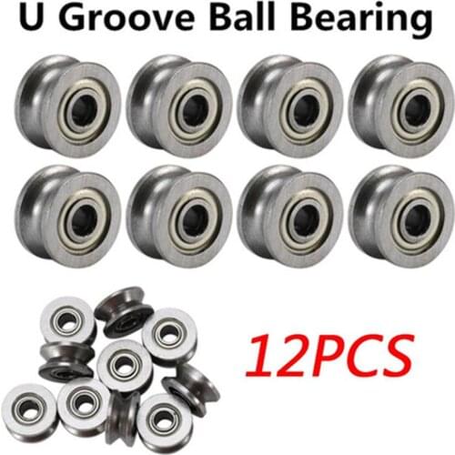 12Pcs/Set U604ZZ 4*12*4mm U Groove Ball Bearing Guide Pulley For Rail Track Linear Motion System