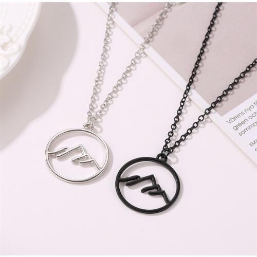 12 Pieces/Lot Hollow Mountain Range Pendant Necklace Clavicle Link Chain Round Circle Silver Black Color Statement Charm Jewelry