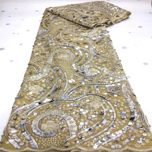 2020 High Quality African nigerian tulle Lace Fabric velvet lace fabric Embroidery Party Dress Sequins French lace fabric x19-94
