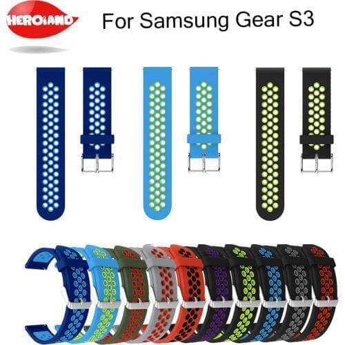 22mm Silicone sport Watch Band For Samsung Gear S3 frontier Classic Strap Rubber Wrist band Ventilation Replacement Wristband