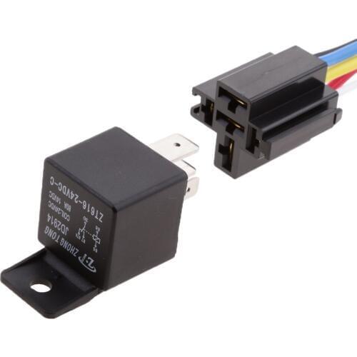 3 Sets DC 24Volt 80 Amp SPST Automotive 5Pins Relay 5 Wires Harness Sockets