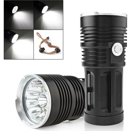 3600LM 12x XML-T6 LED Super Bright Backpacking Fishing Flashlight with 3 Modes Torch Flash Lamp