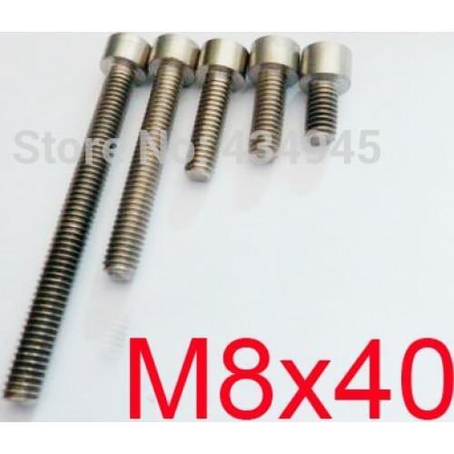 Free Shipping 25pcs M8 x 40 M8 Thread Diameter 40mm Length Hex socket head cap Ti screw Gr2 cup head Titanium bolts