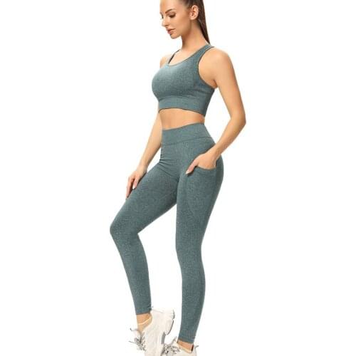 2PCS Set Seamless Yoga Set Women Fitness Workout Sport Suit Girls Gym Clothing Yoga Leggings Sport Bra Femme Sportswear Gym Set