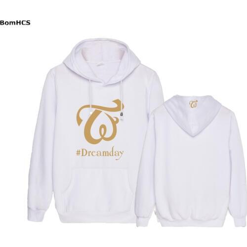 BomHCS Kpop Twice Dreamday Cotton Pullovers Hoodies Unisex Printed Sports Pullovers Hip Hop Top (Black Pink Yellow Grey White )