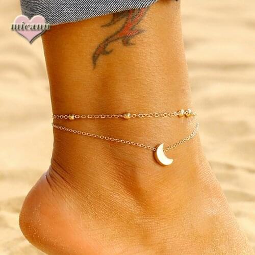 Anklets For Women Bransoletka Na Noge Enkelbandjes Sieraden Bracelet Jewelry Rope Layered Bohemian Heart Fashion Barefoot Beach