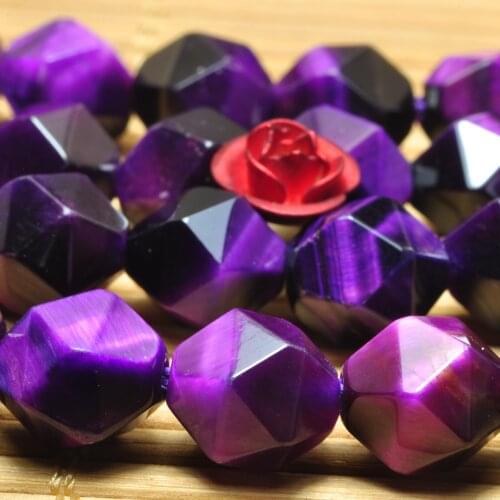 Purple Tigers Eye Star Cut Faceted Nugget Loose Beads Wholesale Gemstone Semi Precious Stones Bracelet Necklace Jewelry Making