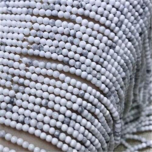 2mm 3mm Natural Round White Howlite Stone Loose Spacer Beads For Fashion Jewelry Making DIY Bracelet Necklace Findings 15" B433