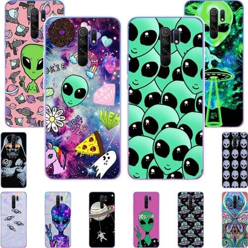 Abstract UFO Cute Alien Clear Soft TPU Phone Case For Xiaomi Redmi 8 9 7 9A 9C 7a 6 6A K20 K40 9T Note 10 9 8T 7 6 Pro 9s cover