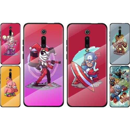 Tempered Glass Cover Anime cartoon Marvel For Xiaomi Redmi K40 K30 K20 9T 9C 9A 9 8A 7 Pro Plus Phone Case Capa
