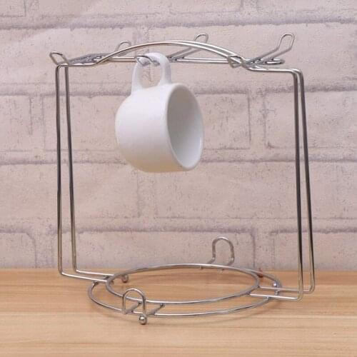 Stainless Steel Coffee Cup Holder Home Kitchen Can Hang 6 Cups Nail-Free Water Cup Holder