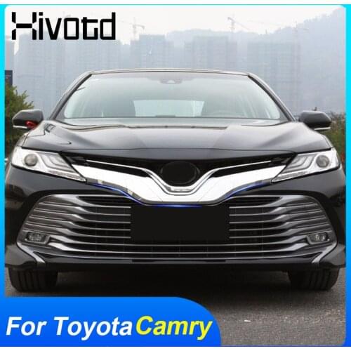 Engine Front Grille Trim Strips Exterior Modification Cover Chrome Moldings For Toyota Camry 2020-2018 Accessories Car-Styling