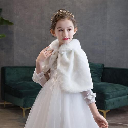 Kid Winter Coats For Girls Faux Fur Capes For Children Wedding Warm Cloaks Shawl Shrug Baby Girl Party Dress Bolero Cape