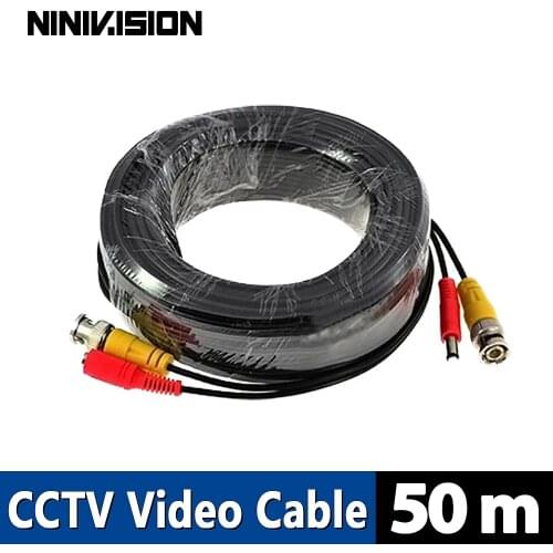 NINIVISION Home Video Cable 50m 165ft POWER VIDEO protection coaxial cable CCTV BNC for Security camera