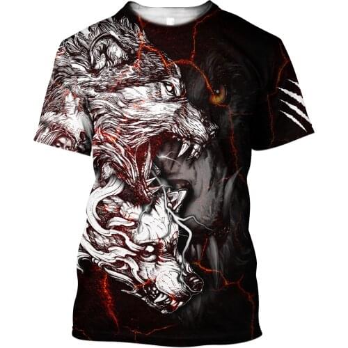 Mens Casual Viking Dark Wolf Tattoo 3D Print T-Shirts Hip-Hop Tshirts Summer Harajuku Tees Wome Unisex Short Sleeve Tops 05