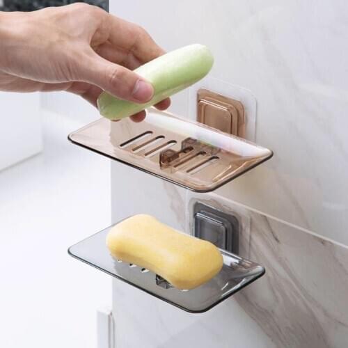 Crystal Soap Dishes Punch-free Easy Installation Bathroom Hardware Waterproof Hollow Out Soap Box Wall Hanging Storage E11770