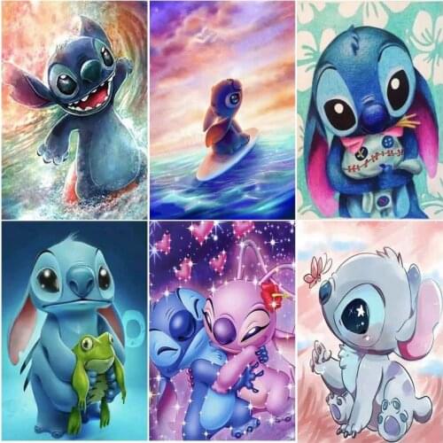 Disney Cartoon Lilo Stitch Nani Diamond Painting Full Square/Round Diamond Mosaic Childrens Room Decor Handwork