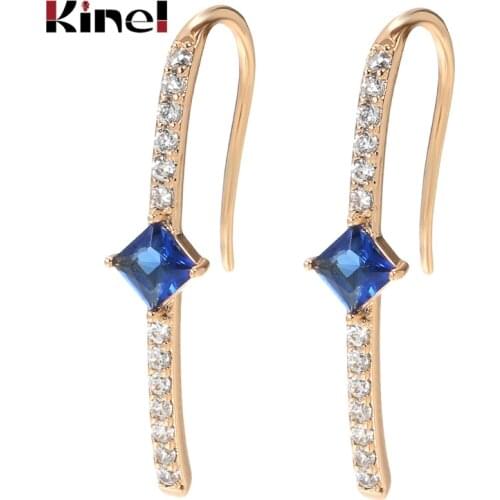 Kinel Drop Earrings Fashion Jewelry 2021 Blue Natural Zircon Earrings For Women 585 Rose Gold Wedding Jewelry