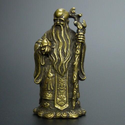 Chinese Old Collection Handwork Bronze Carved God Of Longevity Statue