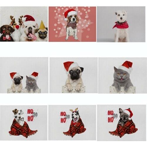 Pet Printing Table Mat Animal Dog Cat Pattern Kitchen Placemat Table Napkin For Wedding Party Decoration Dining Accessories