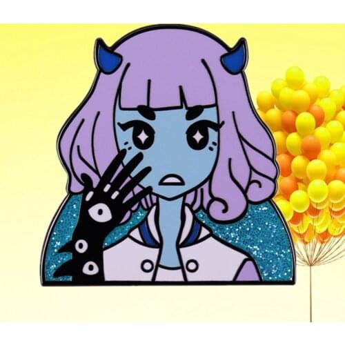 Cute demonic school girl Devil Eyes enamel pin brooch