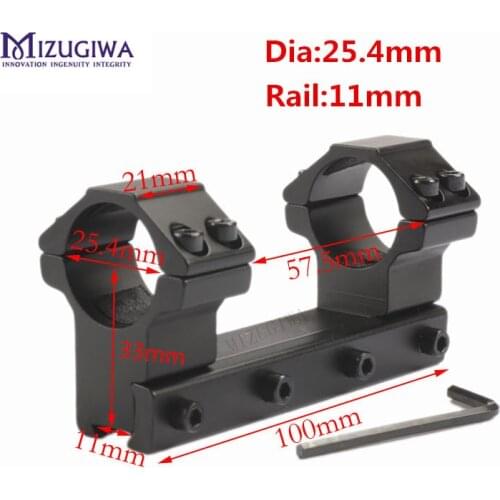 MIZUGIWA Tactical Ring 25.4mm 1" One Piece Low Profile Dovetail Mount 11mm Rail Adapter Riflescope Flashlight Hunting Caza