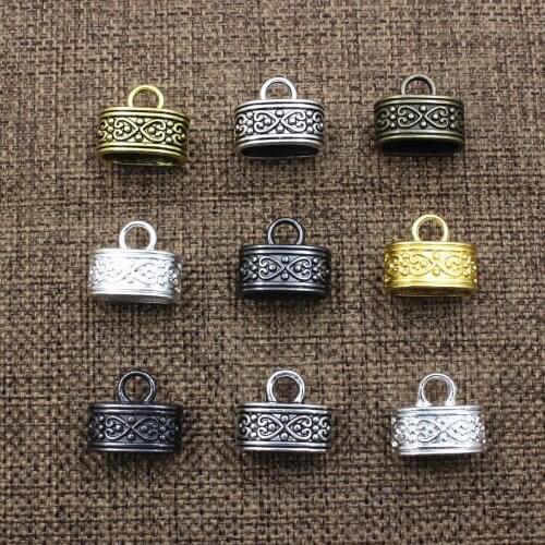 20pcs Antique Gold Silver Cord Crimp End Caps Buckle Tips for Necklace Bracelet Ropes Cords Connectors Clasp Hole: Approx 12x7mm